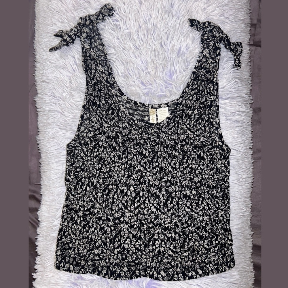 Floral Black & White Tank Top